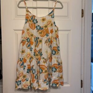 Roxy White Mini Dress with Orange and Teal Floral Print